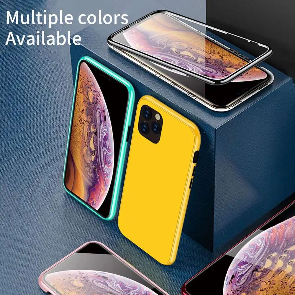 Магнитный чехол для iPhone 11 Pro Max XR XS X 8 7 Plus Роскошный PC + закаленное стекло магнит
