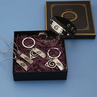anime new set leather bracelet keychain bead chain necklace men fashion gift box jewelry cosplay women trinket