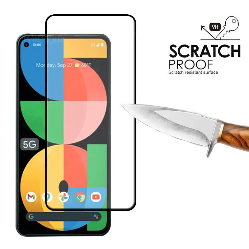 Vidrio Templado 4 en 1 para Google Pixel 5a, pegamento total Protector de pantalla HD para Google Pixel 5a-1