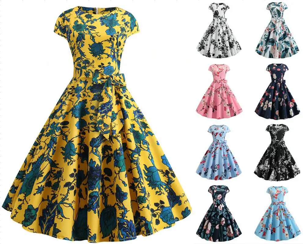 

Женский сарафан в горошек, элегантное платье в стиле Хепберн на шнуровке с коротким рукавом и широкой юбкой в стиле ретро, лето 2022