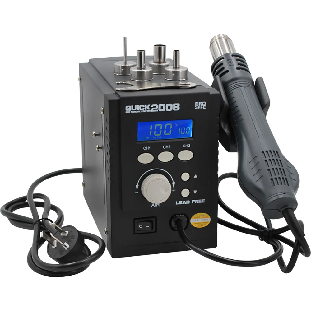 

Термофен QUICK 2008 ESD с цифровым дисплеем, регулируемая Строительная паяльная станция с 3 каналами