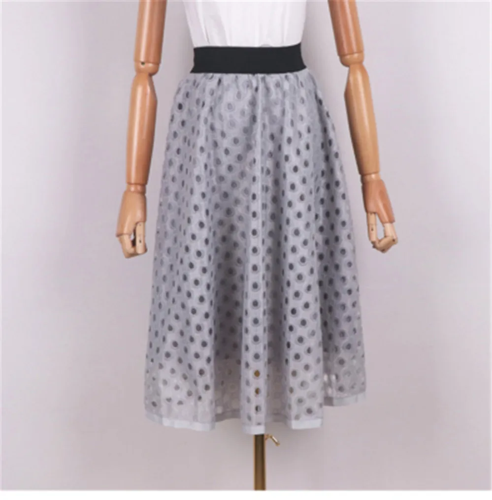 Женская юбка с высокой талией кружевная средней длины трапециевидная из тюля ZY4916