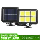 Новое поступление, Светодиодный Уличный настенный светильник на солнечной батарее с датчиком движения, водонепроницаемый садовый светильник, аварийный уличный фонарь для дорожек, двора, 120 светодиодов