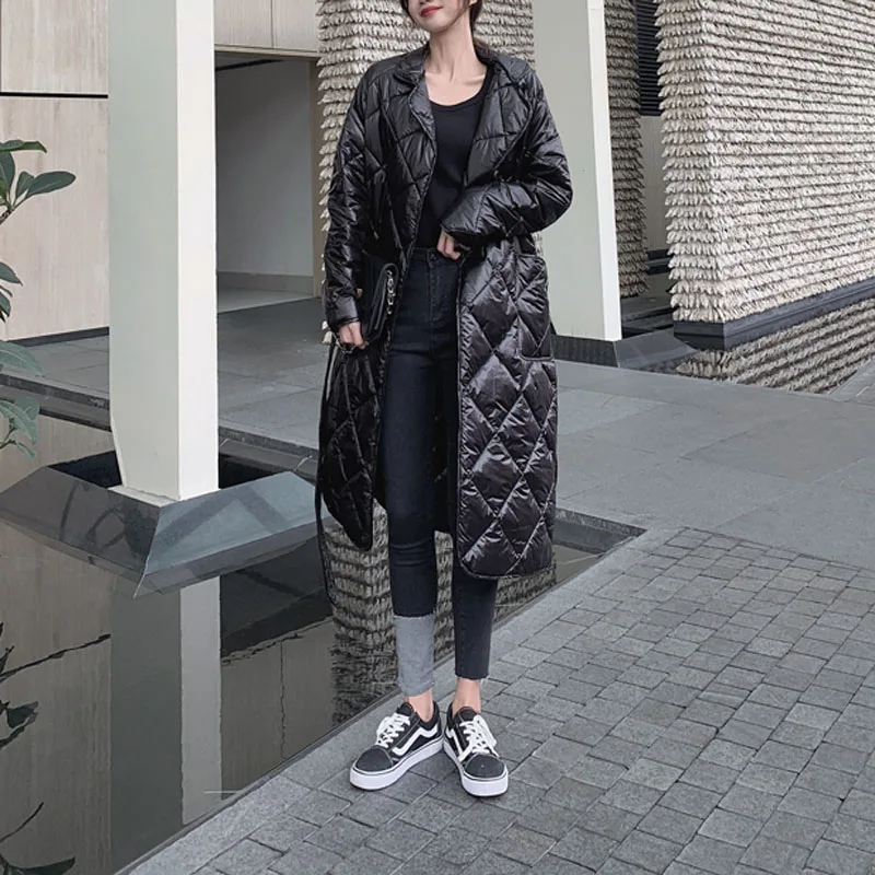 Стеганое пальто-пуховик C0248 для женщин черный бежевый холодный длинный воротник