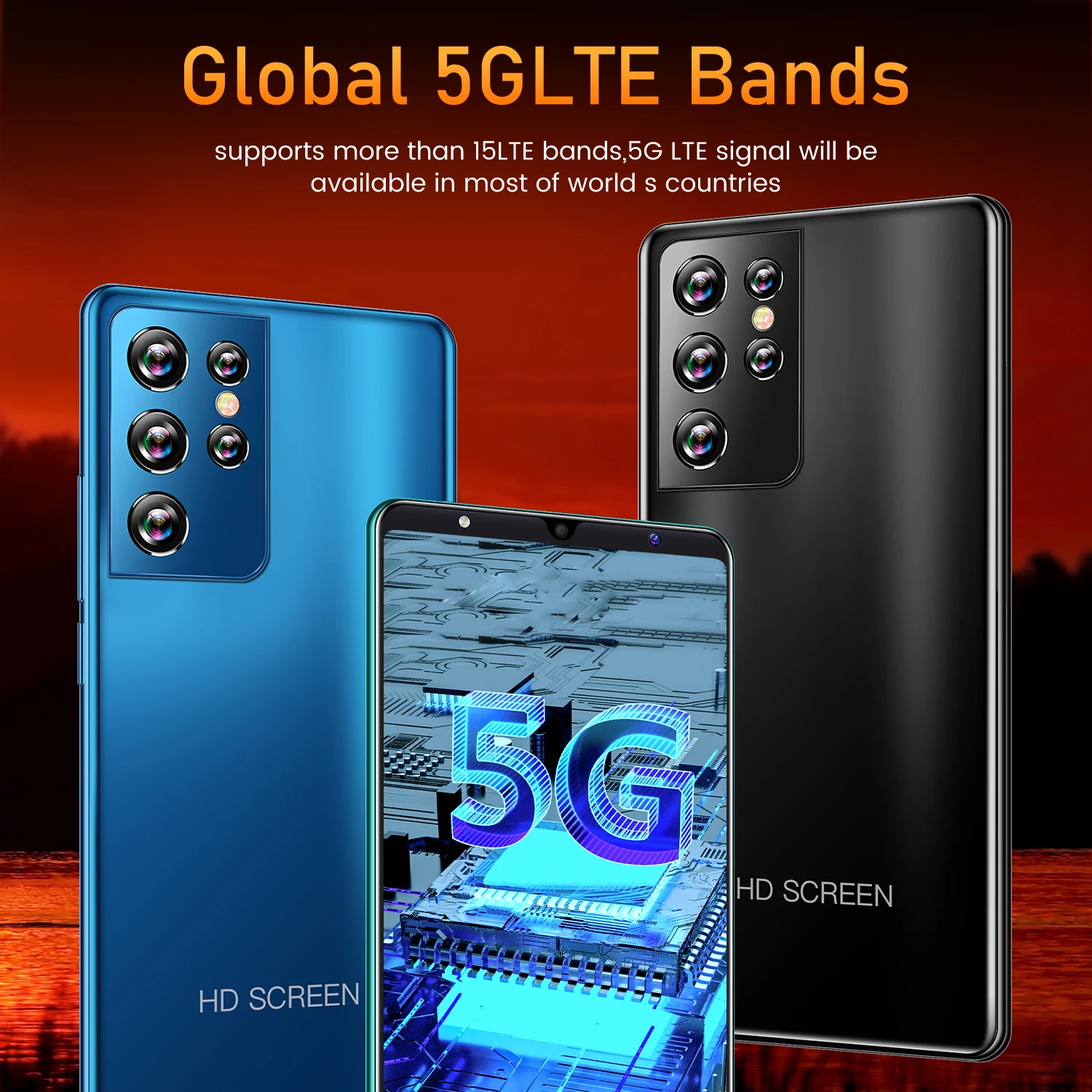 

2021 New Global Version S21 Ultra 5.0Inch Smartphone 5000mAh Android10.0 6+128GB 16+32MP Full Screen Face Unlock 4G 5G Cellphone