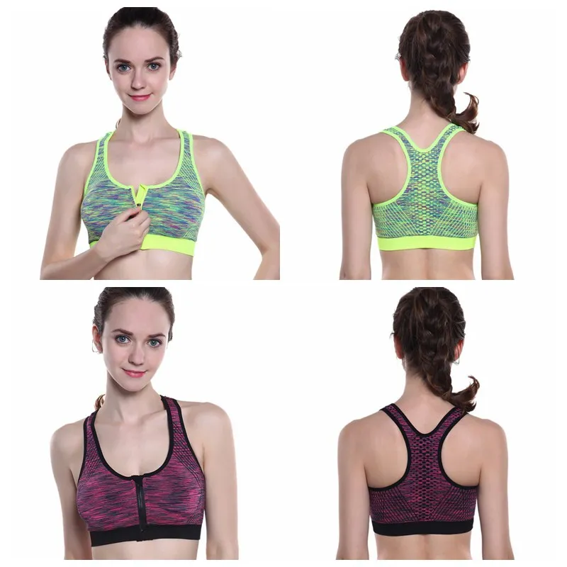 Женский удобный дышащий Повседневный бюстгальтер на молнии спереди для фитнеса