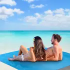 Большой Пляжный коврик, пляжное полотенце без песка, пляжное одеяло с защитой от песка, большой карман для пикника, 4 якоря, защита от ветра и песка