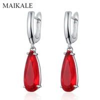 maikale trebdy waterdrop cubic zirconia earrings teardrop zircon cz green blue red drop dangle earrings for women party jewelry