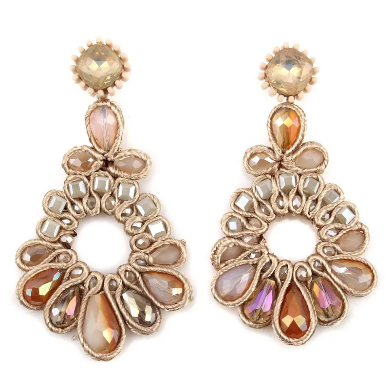 Ручной работы Каплевидная форма с украшением в виде кристаллов кулоном Длинные