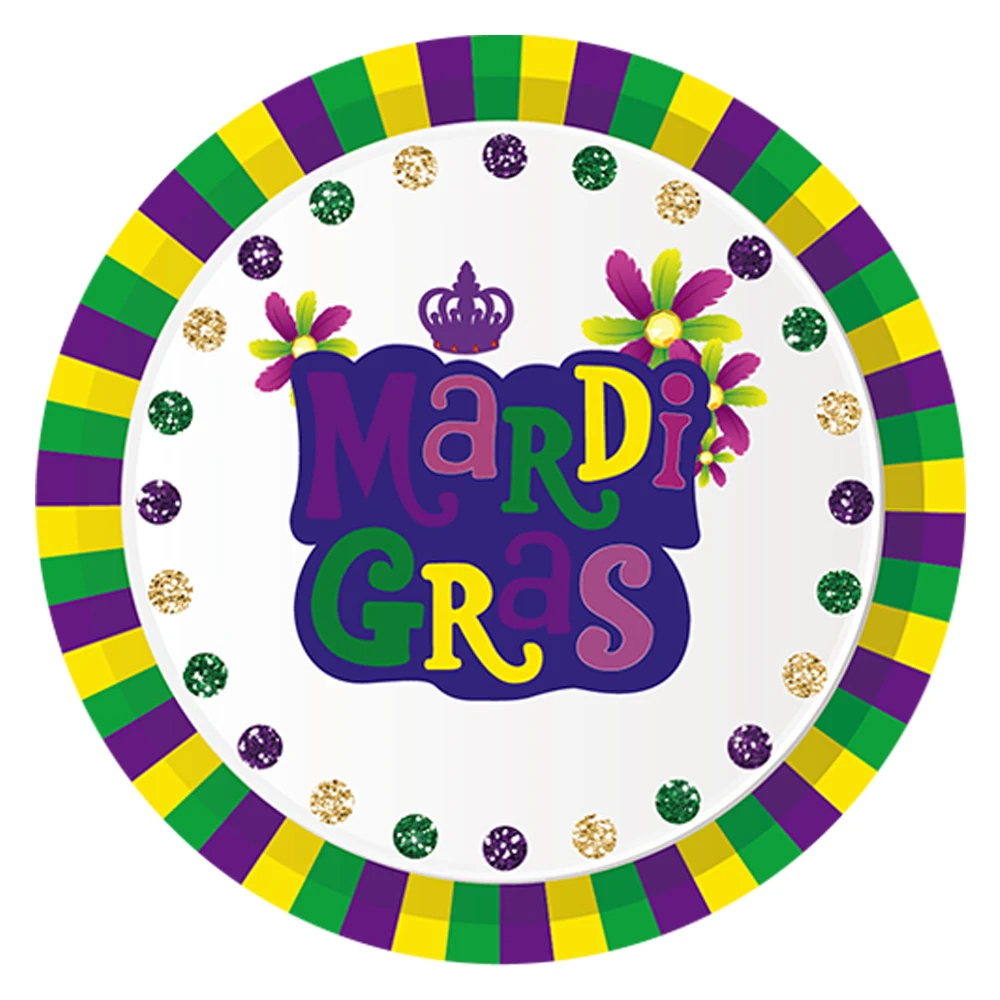 

9inch Mardi Gras Carnival Disposable Plates Party Decorations Mardi Gras Theme Disposable Tableware Sets Party Favors Supplies
