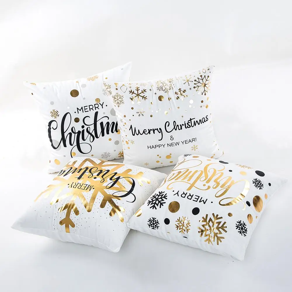 Наволочка в полоску с золотыми сердечками синего и розового цвета декоративная