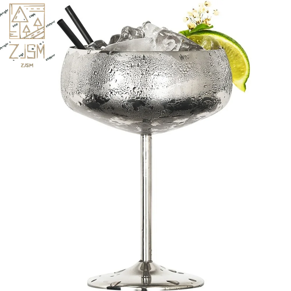 

Of stainless steel wide mouth glass cocktail creative metal cocktail cup bar restaurant party glasses to champagne glass