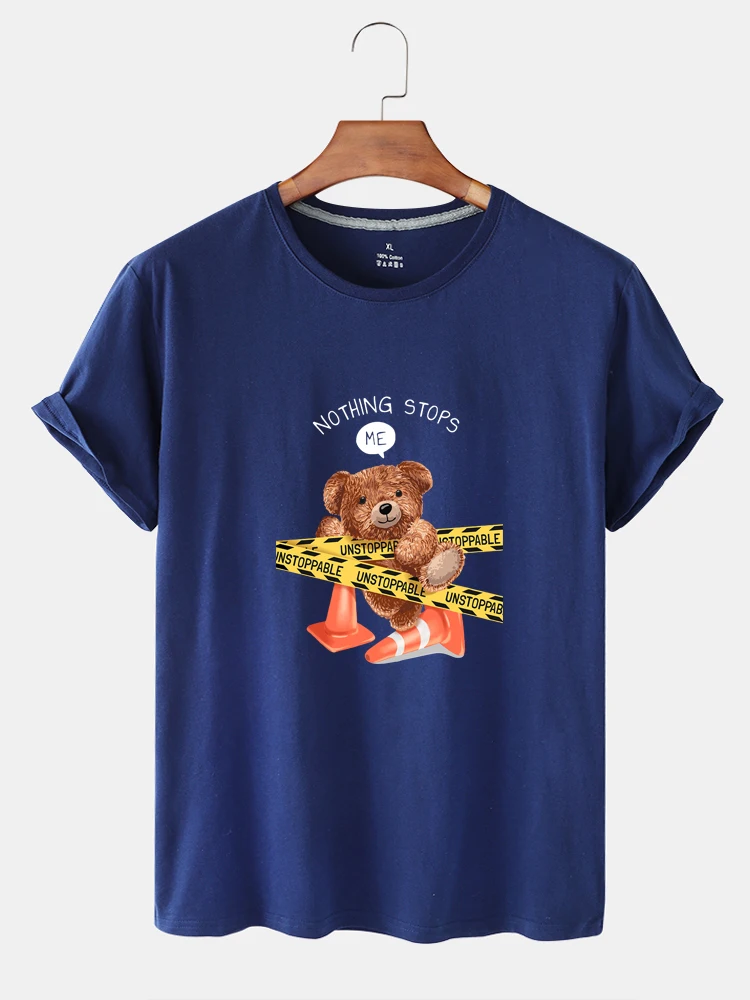

KAIXIAZ New Design AntiPilling Creative Cartoon Bear Printing Pure Color Lady's Short Sleeve Round Neck OVersized Tshirt