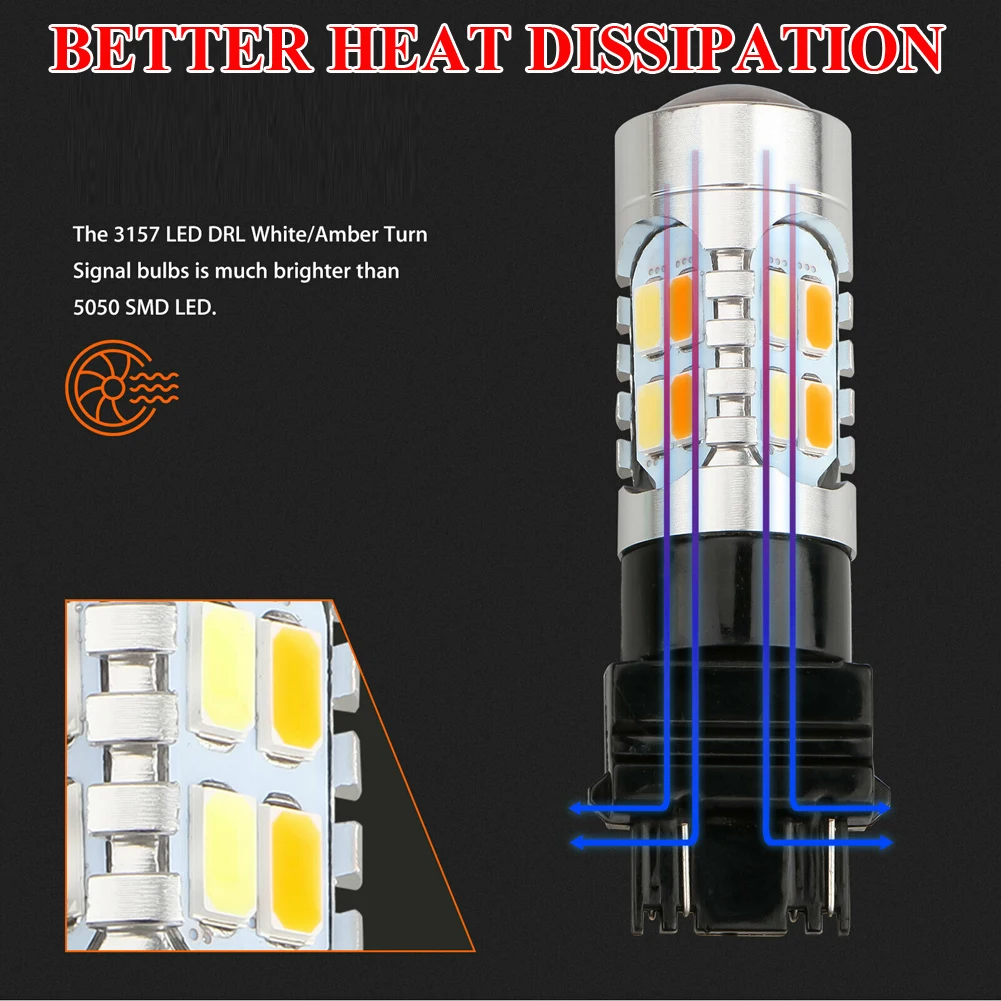 

Error Free 3157 LED DRL White/Amber Switchback Turn Signal Parking Light Bulbs