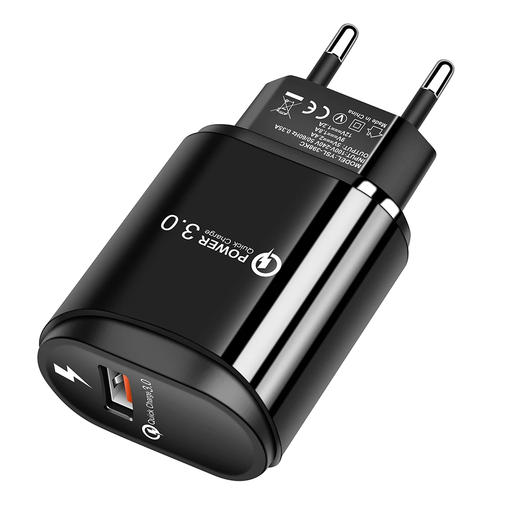 Европейский Союз (ЕС) Большой овальный QC3.0 один порт быстрая зарядка зарядное устройство для мобильного телефона Универсальный USB быстрая зарядка - Тип штекера: Европейский Союз (ЕС)