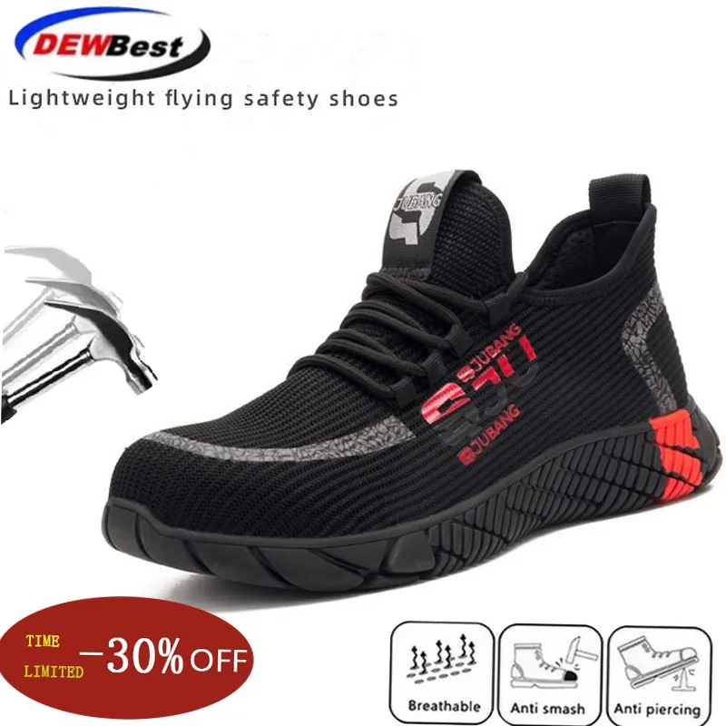 

New fly-textured labor insurance shoes men's fashion casual lightweight anti-piercing work shoes wear-resistant non-slip safety