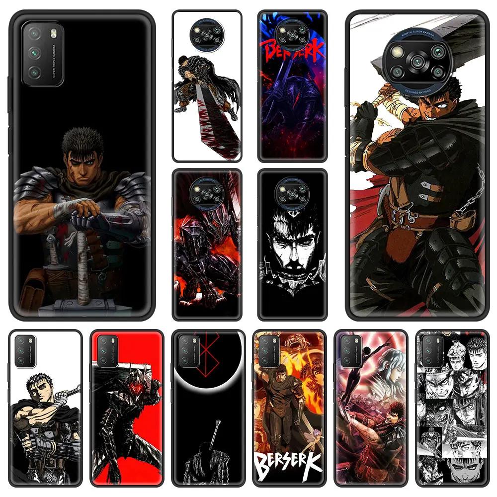 

Роскошный чехол для телефона в стиле Аниме Berserk Comics для Xiaomi Poco X3 NFC M3 F3 Mi Note 10 Lite 11 10T Pro 5G 9T силиконовый черный чехол Coque
