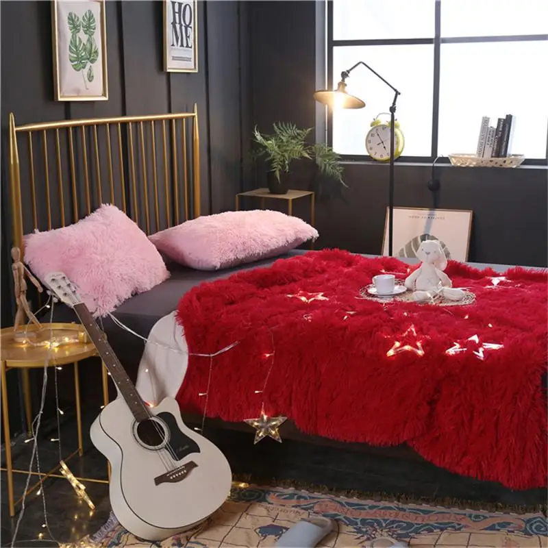 Длинное плюшевое ультрамягкое теплое одеяло серого и бежевого цвета 40 дюймов