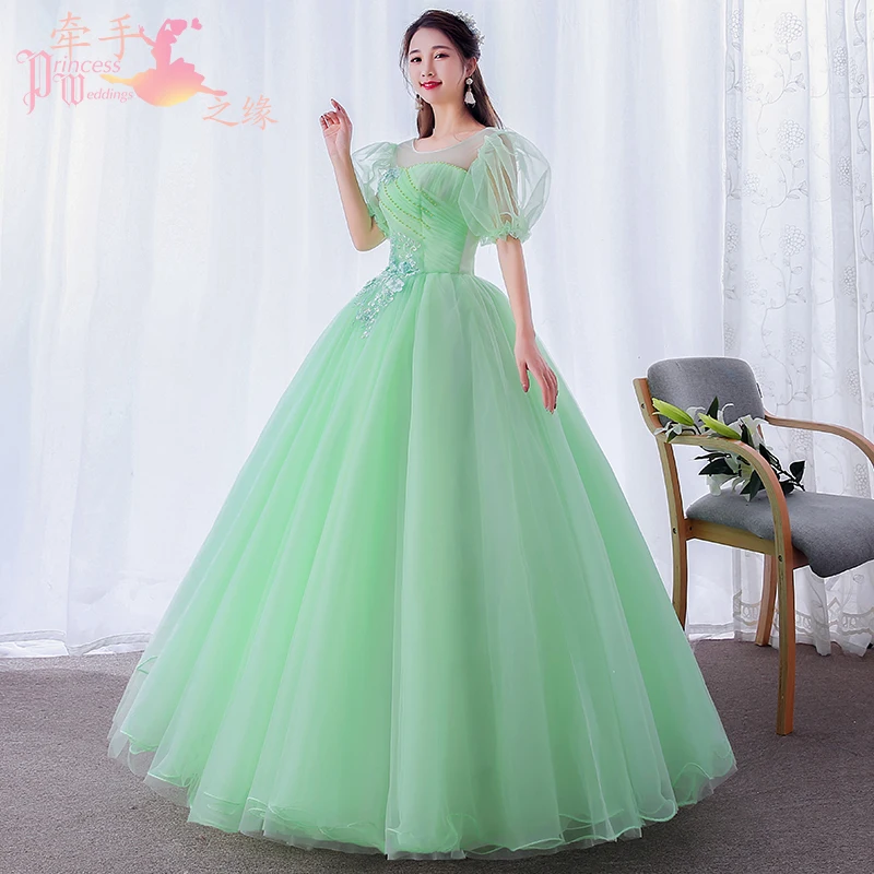 Зеленые пышные платья для Quinceanera милое платье с бисером 16 бальных нарядов дня