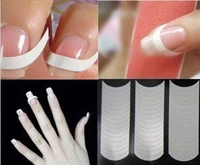 hot sales 1pack48pcs diy line tips white french manicure strip nail art form fringe guides sticker high quality