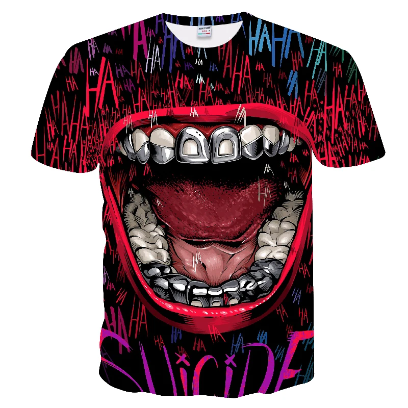 Новая мужская футболка эскиз клоун 3D Футболка с принтом Мужская джокер лицо Повседневная o-образным вырезом Мужская футболка клоун с короткими рукавами шутка Топы