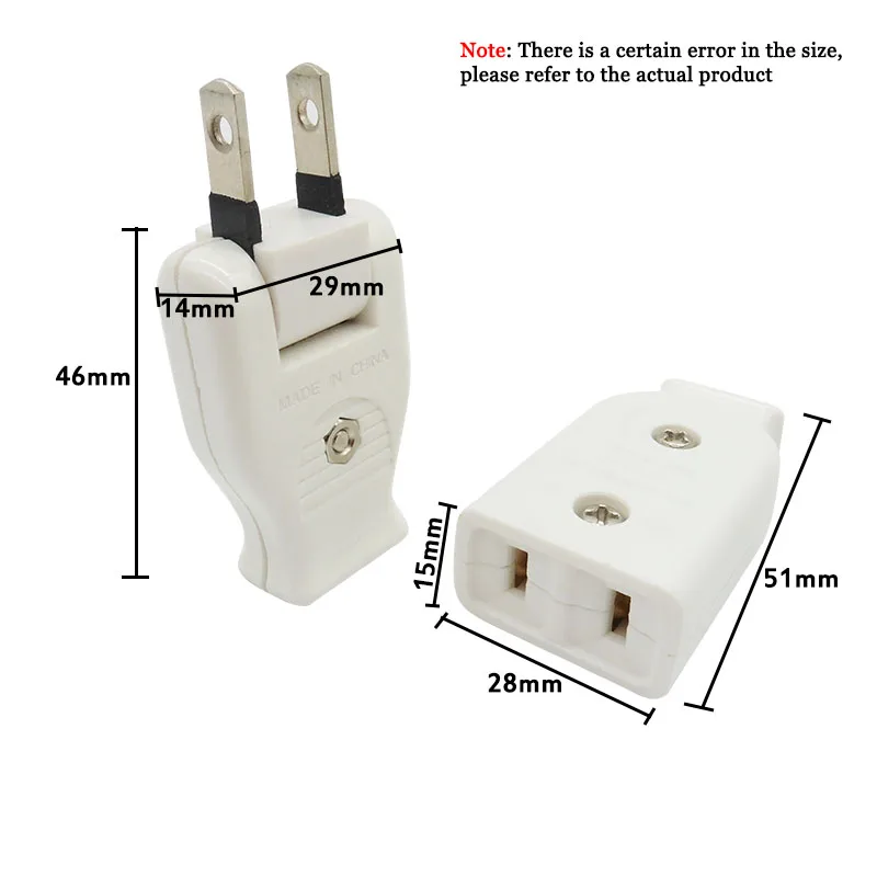 US/JP/CN 2Pin складная вилка штекер гнездо съемная перепроводка подключение шнур