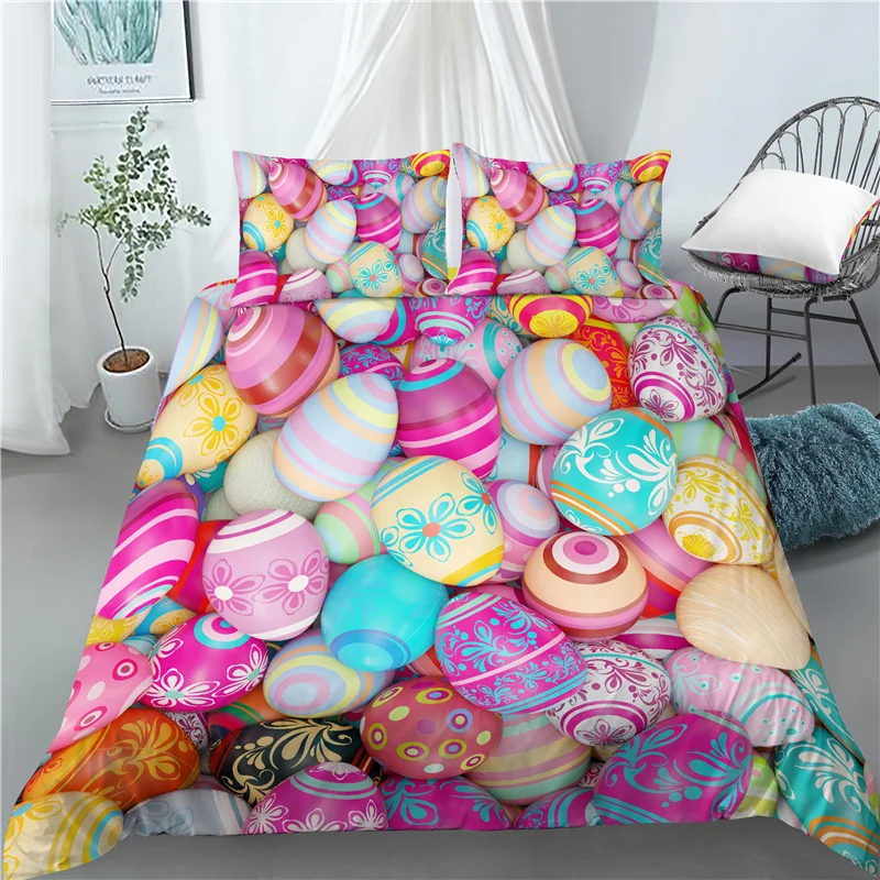 

Home Living Luxury 3D Easter Eggs Print 2/3Pcs Comfortable Duvet Cover PillowCase Bedding Sets Queen and King EU/US/AU Size