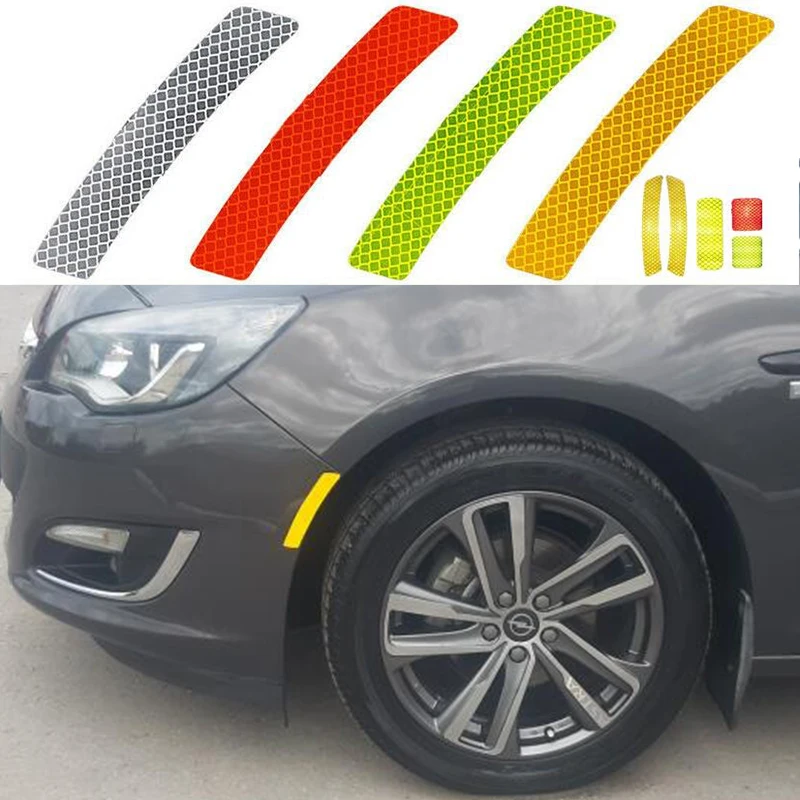 

2Pcs/Set Car Bumper Reflective Warning Strip Stickers Wheel Rim Eyebrow Warn Light Reflector Protective Sticker Scratch Paster
