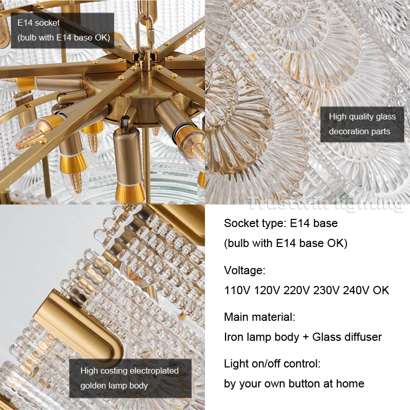 Европейская итальянская современная стеклянная хрустальная люстра круговой