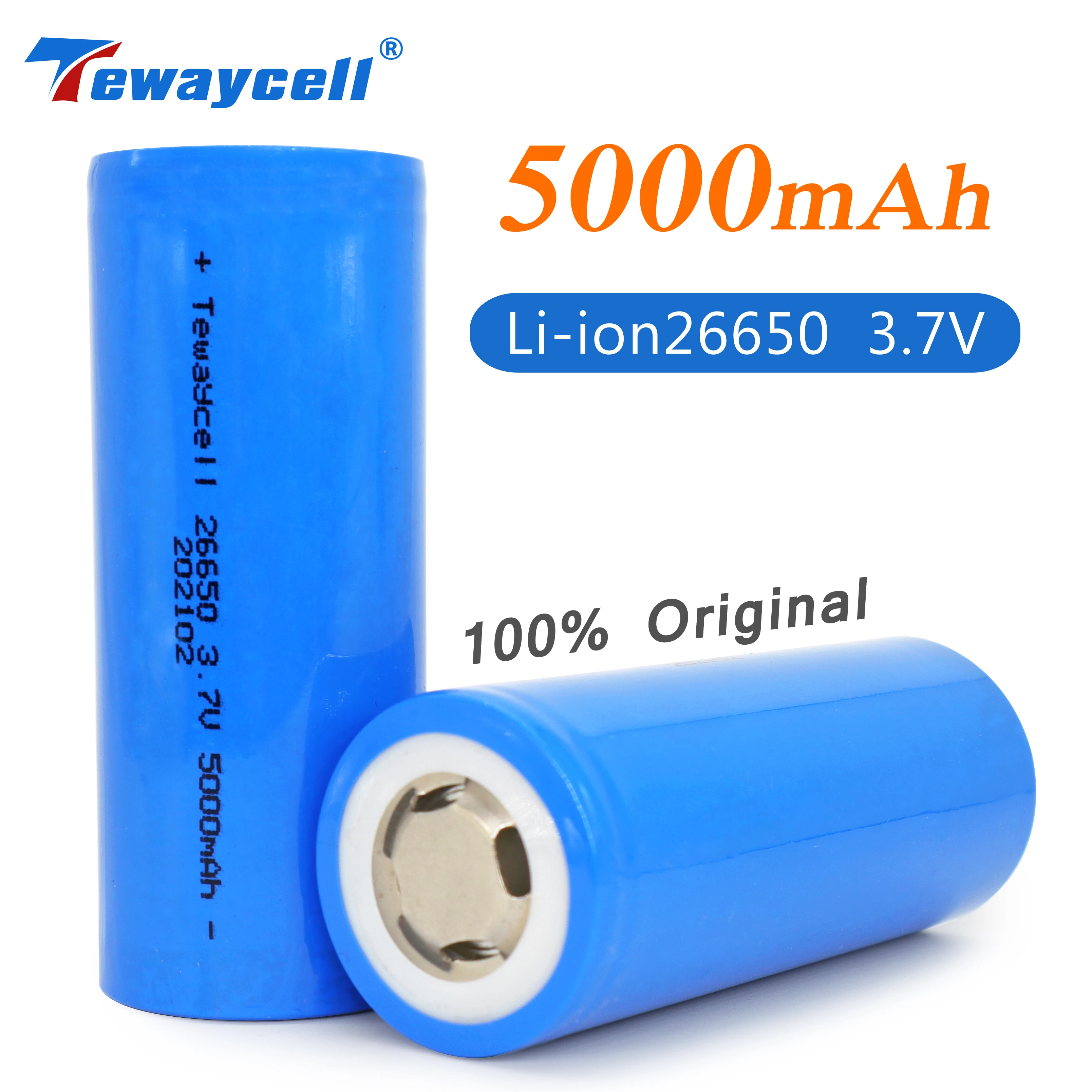 

26650battery 5000mah - 5500mAh 3.7V Li-ion for Flashlight Power Bank 26650 Lithium Rechargeable Battery High Capacity Batteries