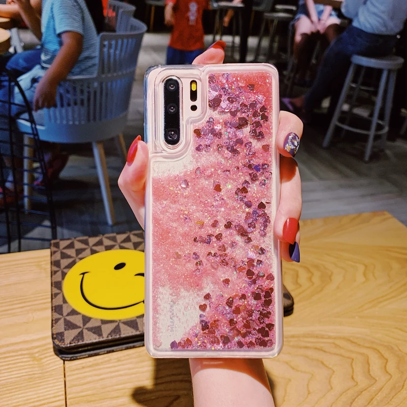 Для Huawei P30 P20 Mate 10 20 Pro Nova 3 3i 4 4e Honor 9 View Lite Блестящий жидкий зыбучий песок Сердце