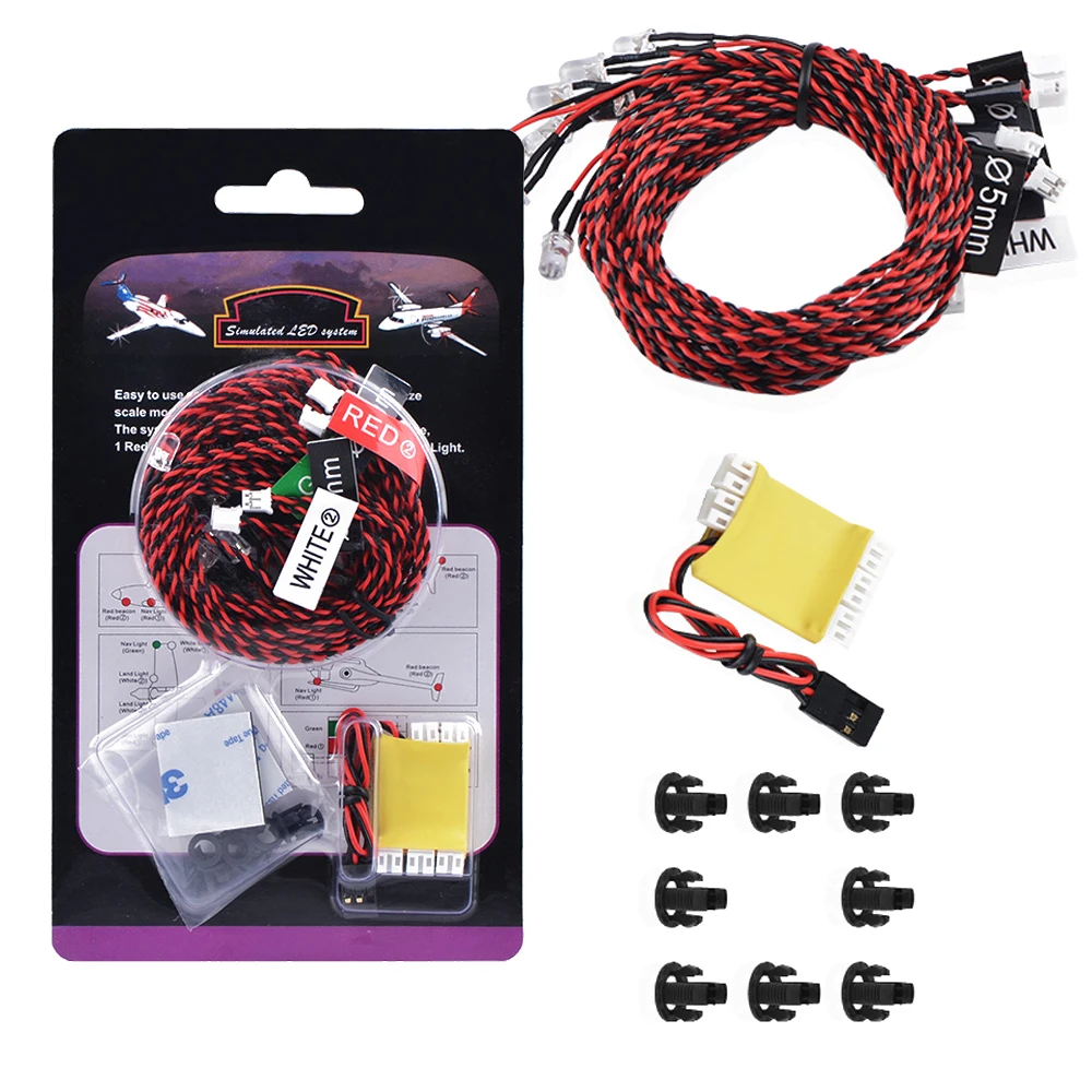 

RC Lights,8LED Lighting System Kit Simulation Flashing Lights RC Accessories For RC Airplane Helicopter