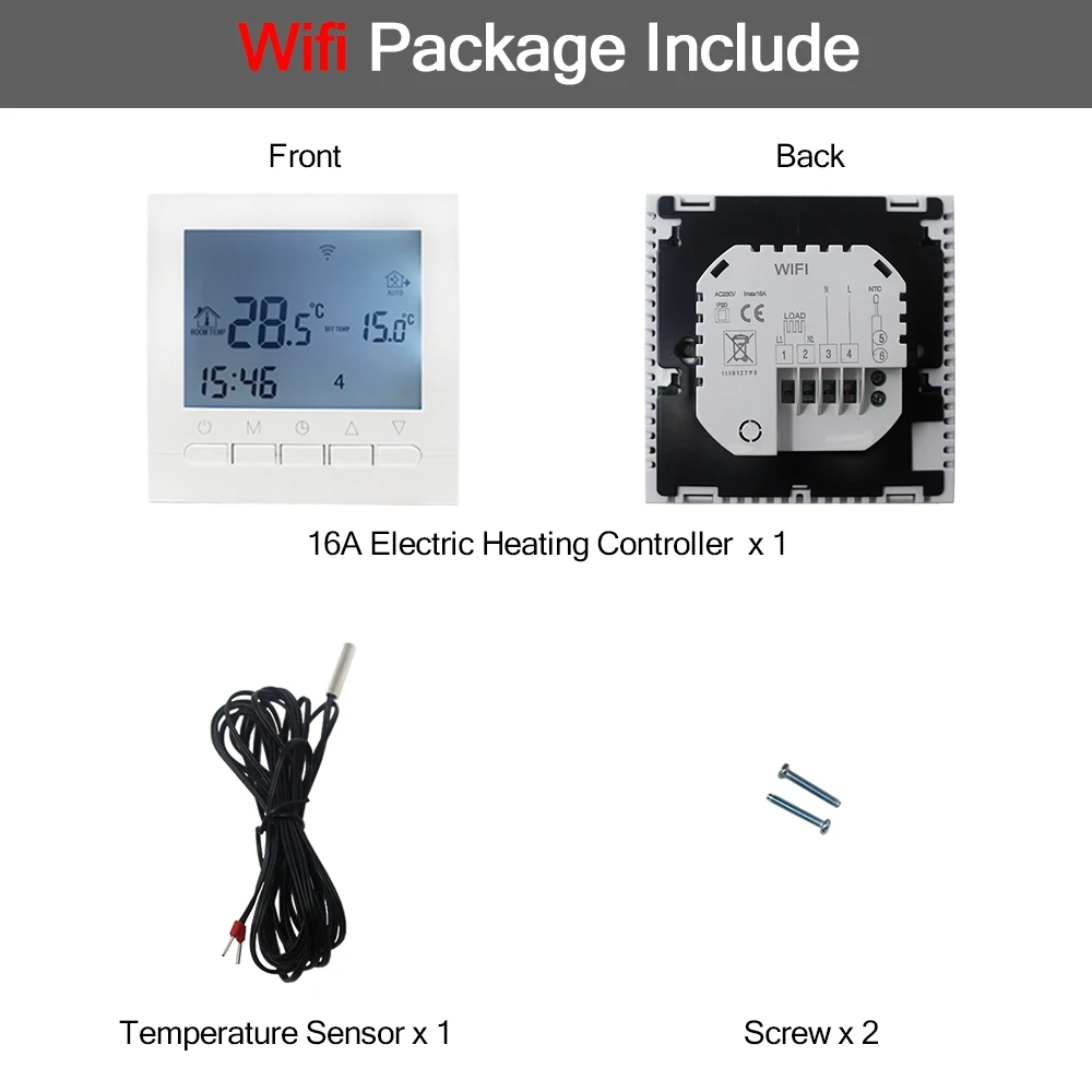 WIFI Smart Thermostat 16A AC220V Water/Electric Floor Heating Temperature Regulator Weekly Programmable Temperature Controller - Цвет: 16A Electric Heating
