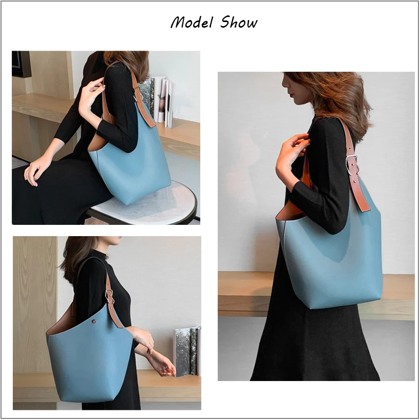 

FELIX & FELICIA New Fashion Shoulder Bags For Women Casual Ladies Handbag Genuine Leather Designer Stylish Retro Tote Bucket Bag