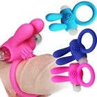 DIBE прочное кольцо кролик, вибратор с тройным клитором, массажер для мастурбации, вибрирующий, с задержкой эякуляции, вибрирующие секс-игрушки