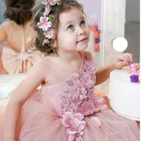 dusty pink real princess flower girl dresses pearls backless birthday pageant robe de demoiselle first communion evening party