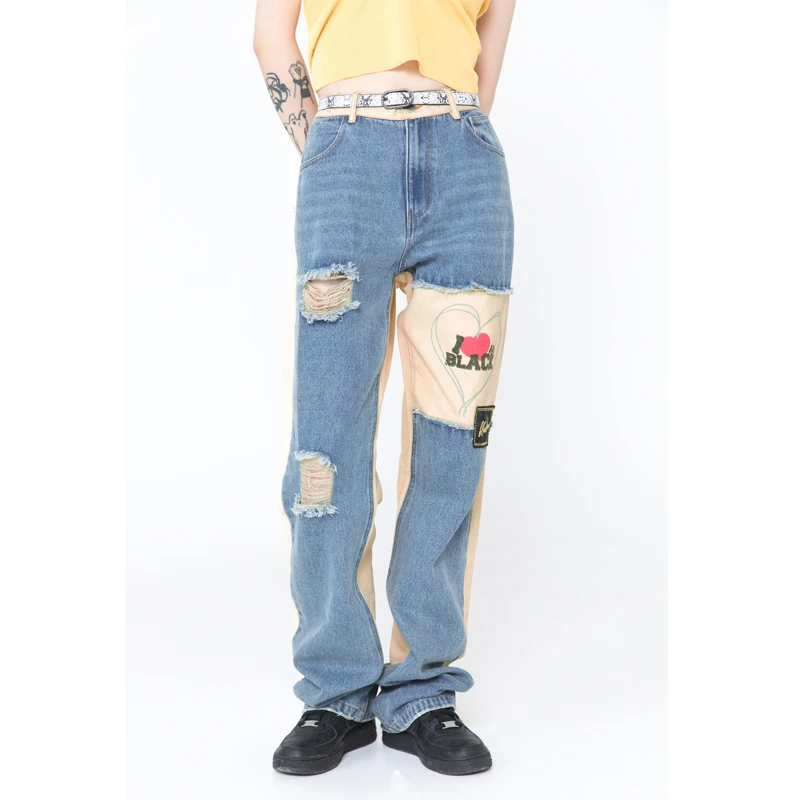 

Love Jeans Men's Autumn New Hole Loose Ins Casual Pants American Street Hip-hop Trousers Trend Baggy Jeans For Male