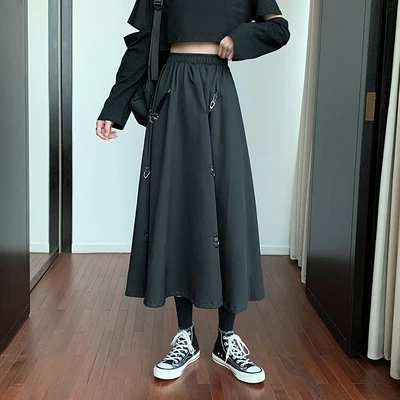 Новая юбка средней длины с эластичным поясом и тонкой пряжкой | Женская одежда