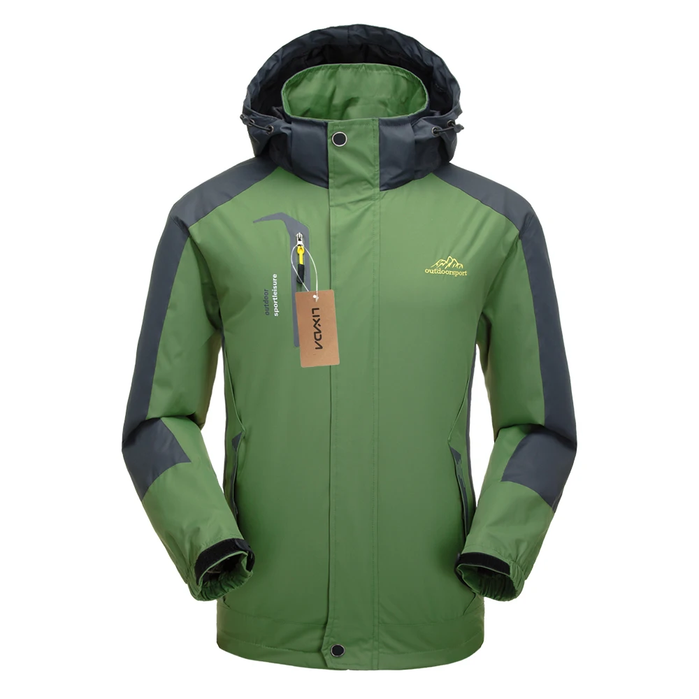 Green Lixada, уличная водонепроницаемая куртка, ветрозащитный плащ, Coldproof, Спортивная, Спортивная, для кемпинга, пешего туризма, Съемная куртка с капюшоном для мужчин - Цвет: Green
