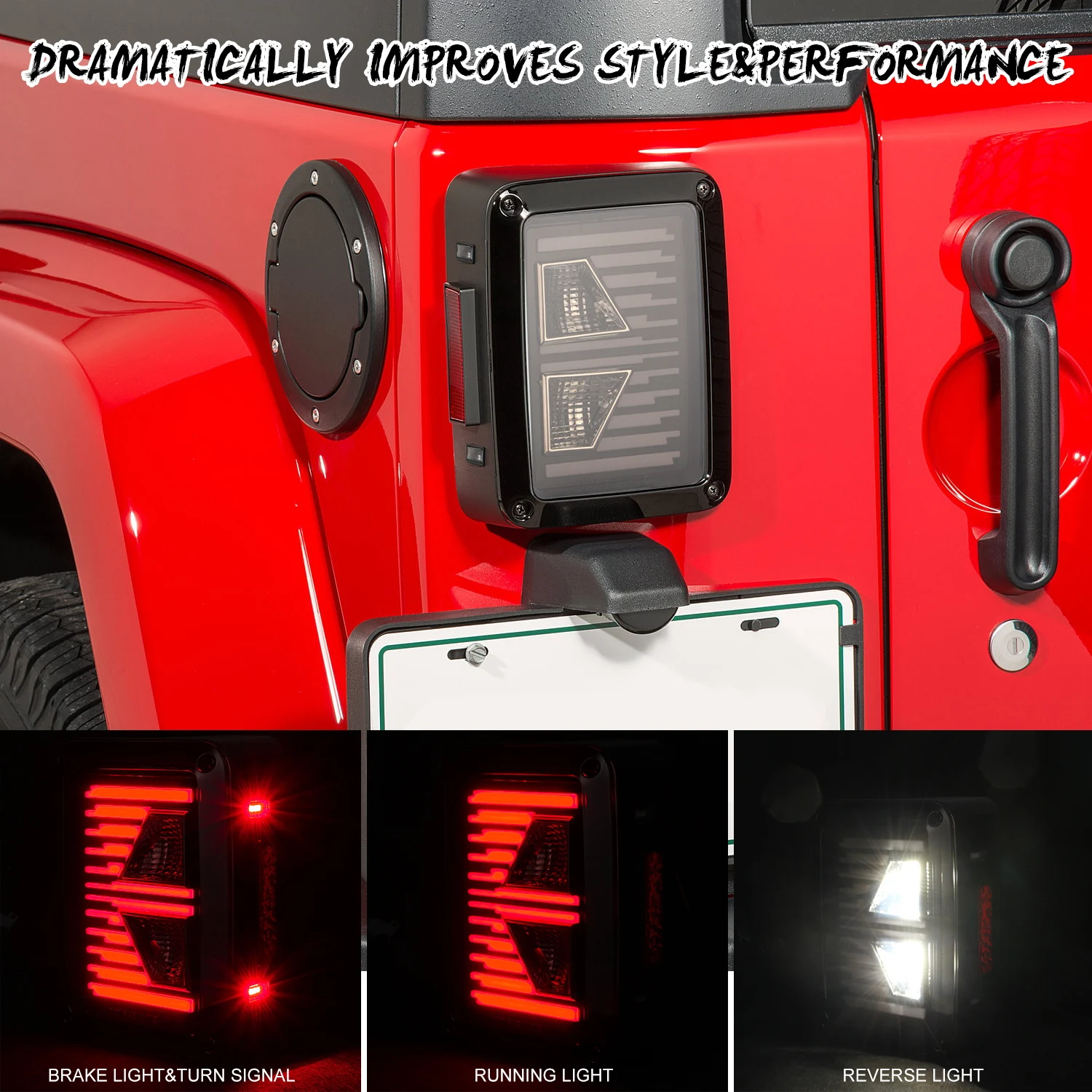 

Pair Black LED Tail Light With Smoke Lens For Jeep For Wrangler JK 07-17 Tail Lights Waterproof Strips Turn Signal