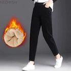 2021 женские зимние кашемировые облегающие брюки с мехом ягненка Женские повседневные теплые брюки шаровары плотные флисовые осенние спортивные брюки