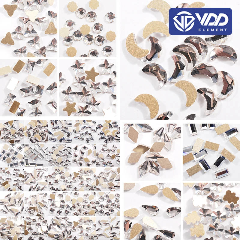 

VDD K9 Glass Clear Crystal Nail Art Rhinestones Golden Bottom Flat Back Decorations Strass Designs For DIY Nails Art Stones