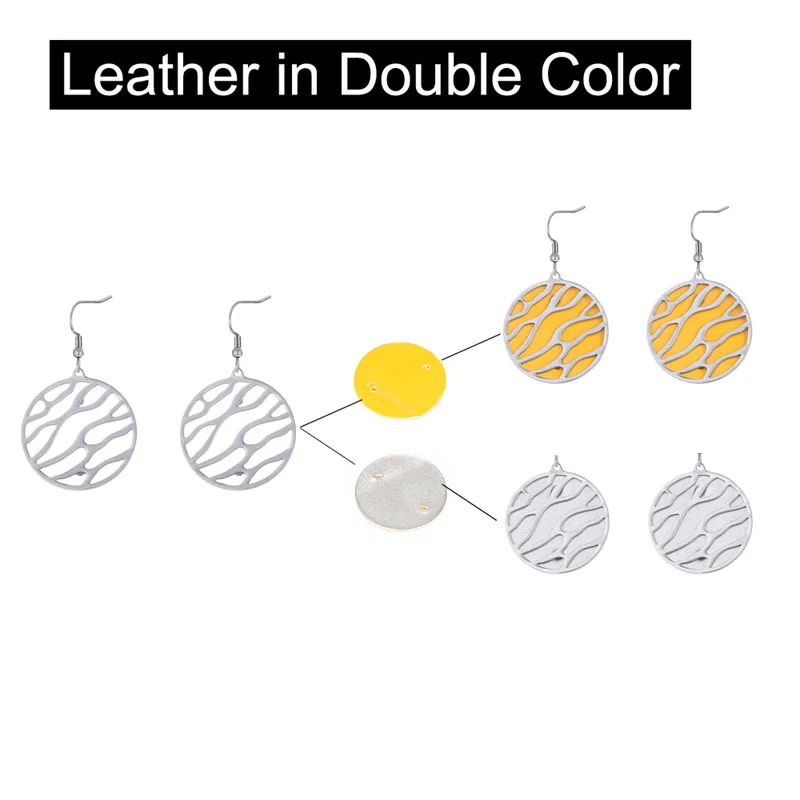 Женские серьги Cremo из нержавеющей стали кожаные Сменные круглые Висячие