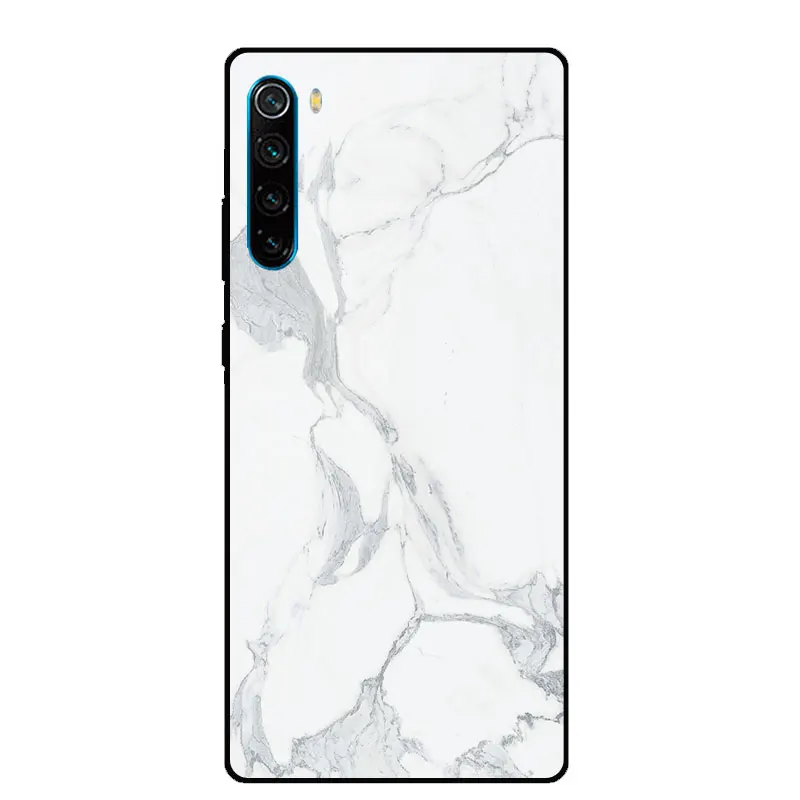

For Xiaomi Redmi Note 8 Case Painted Tempered Glass Back Cover For Redmi Note 8 Note8 Soft Silicone Bumper Protective Phone Case
