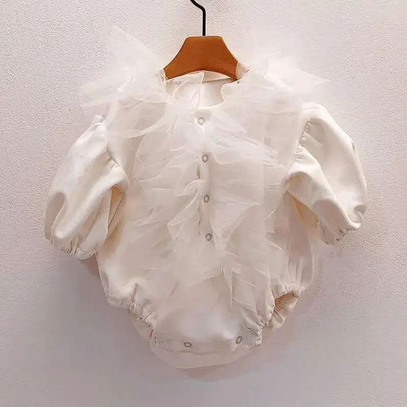 

2020 Autumn New Newborn Baby Girl Bodysuit Long Sleeve Mesh Princess Jumpsuit Infant Toddler Kids Girls Jumpsuits Clothes