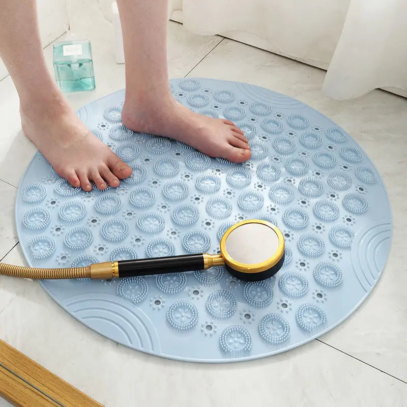 

Non-Slip Round Bath Mat Waterproof Safety Shower PVC Bathroom Carpet With Drain Hole Foot Pad Bathroom Toilet Accessories Set