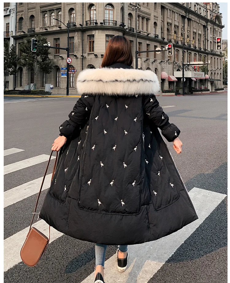 Толстый пуховик, хлопковая стеганая одежда, Женская длинная куртка свободного кроя большого размера, хлопковая стеганая куртка, стиль, мода, корейский стиль