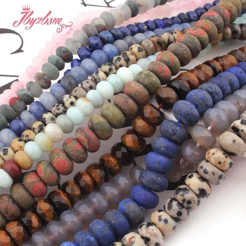 Гладкие граненые бусины Rondelle 3x6 4x8 мм с морозом из натурального камня для