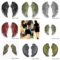 2pcs sequins angle wings feather patches cap iron on embroidered appliques diy apparel accessories patch clothing fabric badges