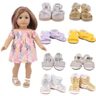 15 видов стилей, модные блестящие сандалии, пластиковая обувь для 18 дюймов, американская кукла и 43 см, для новорожденных